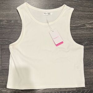 White Ribbed Sleeveless Top